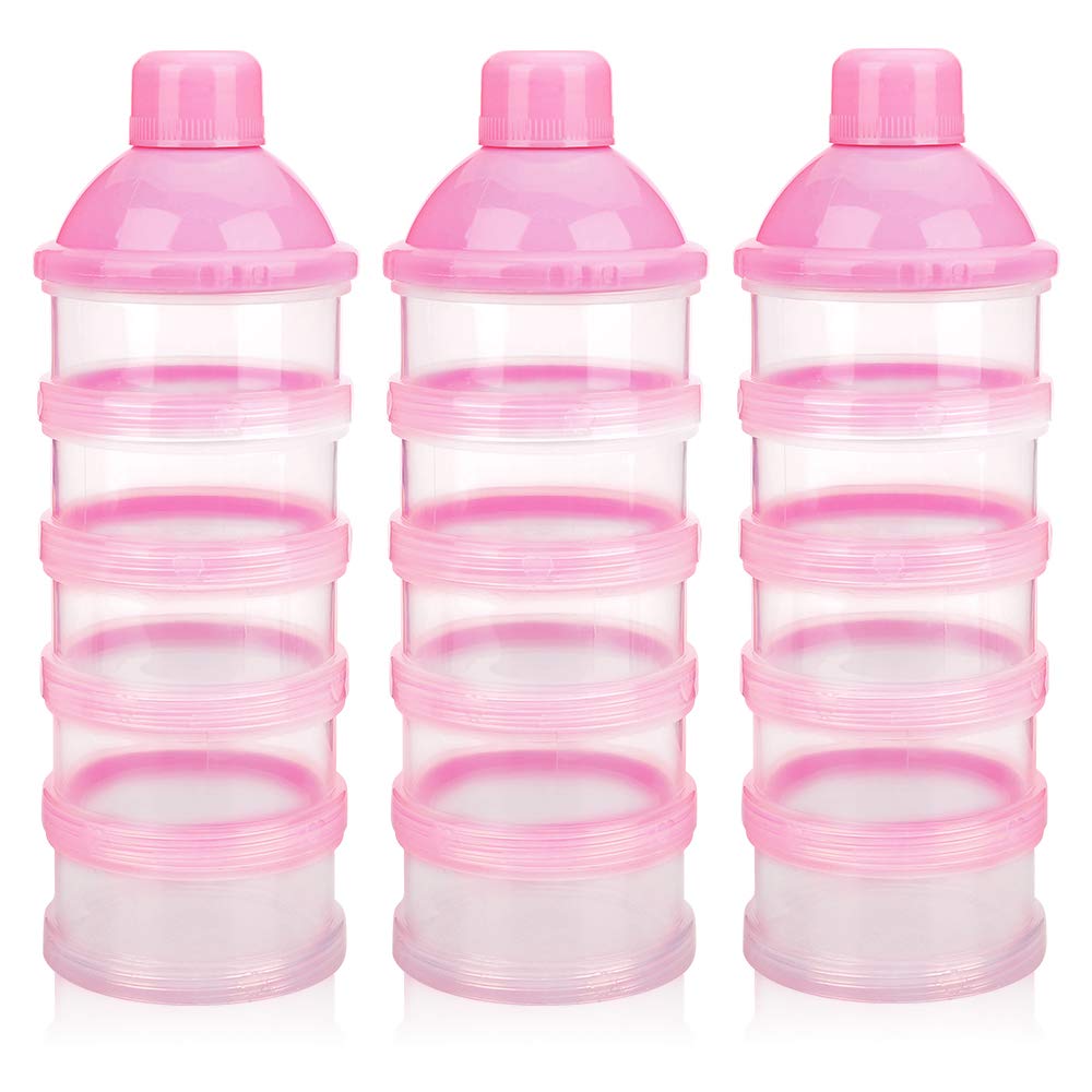 Accmor Formula Dispenser On The Go, 5 Compartments Stackable Formula Container for Travel, Baby Milk Powder Kids Snack Container, BPA Free
