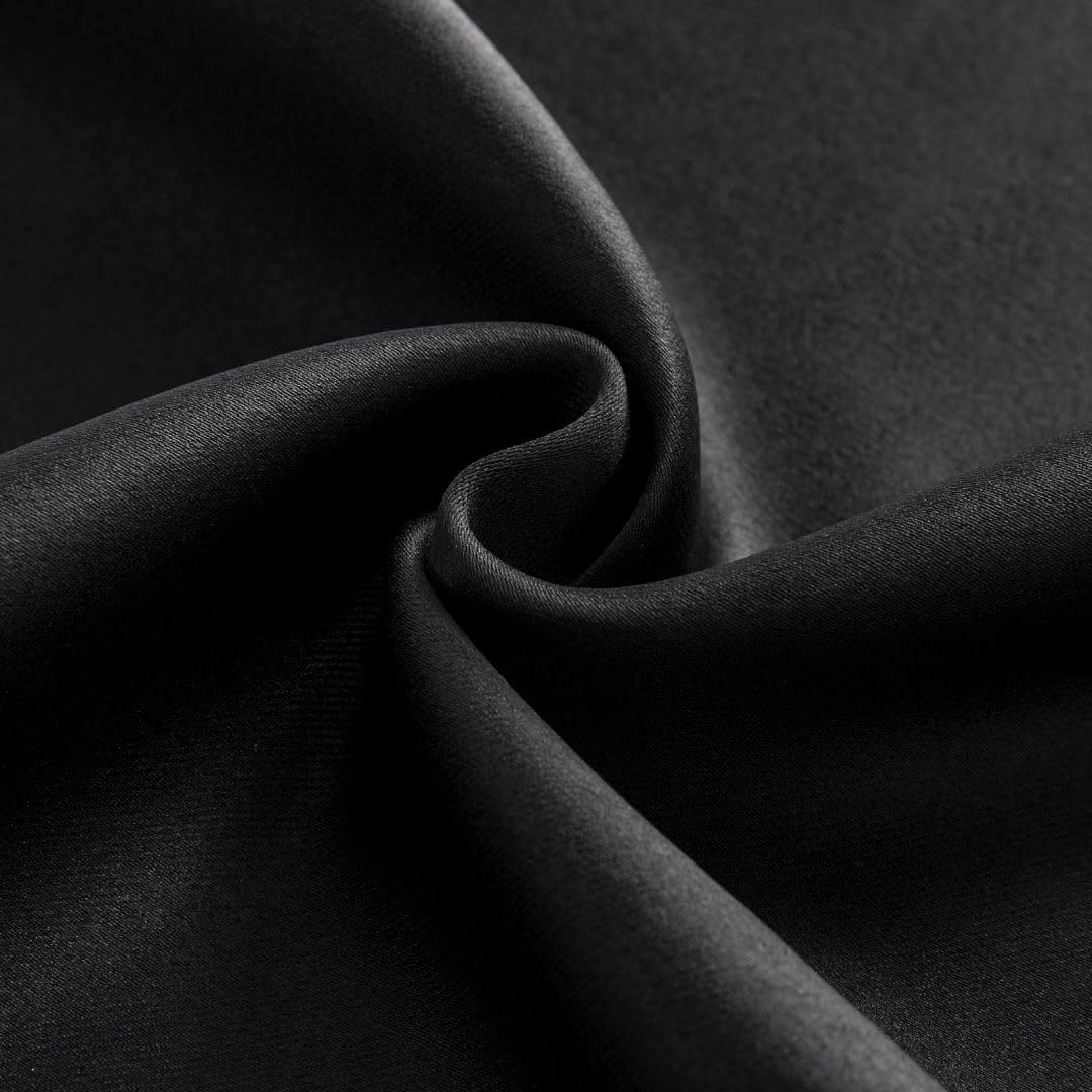 Joydeco 90 Inch Blackout Curtains for Bedroom,Thermal Insulated Black Out Curtains 2 Panels Set, Room Darkening Drapes for Living Room Window Rod Pocket Back Tab (W37 x L90 Inch, Black)