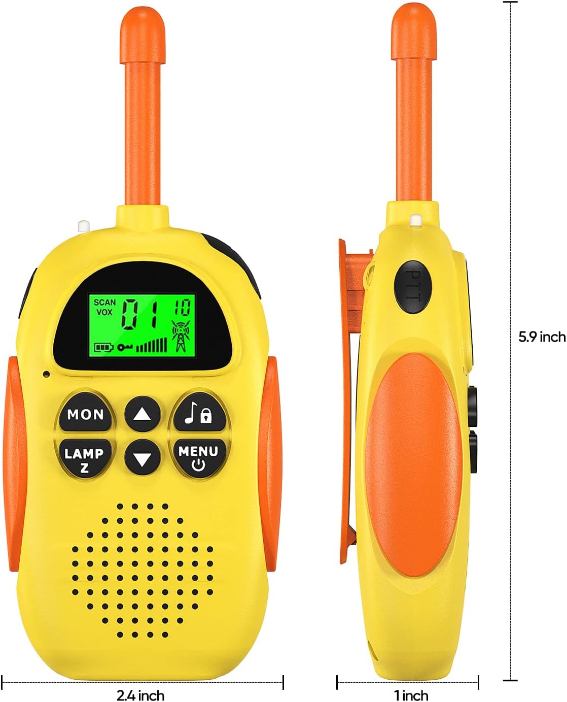Walkie Talkies for Kids: 2 Pack Rechargeable Kids Talkies, Long Range 22 Channels Way Radio Christmas Birthday Outdoor Camping Fun Toy Gift 3-12 Year Old Boys Girls, Yellow + purple