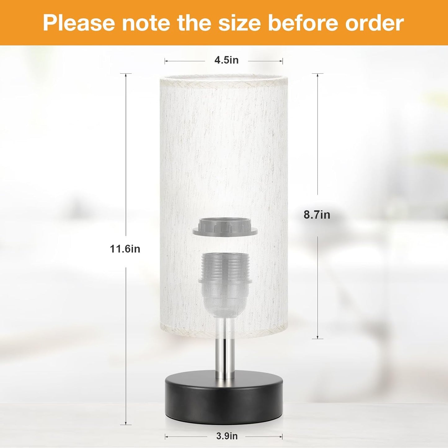 Small Table Lamp for Bedroom - Bedside Lamps for Night Stands, Minimalist Nightstand Light Lamp, Desk Lamps for Living Room, Office, Dorm
