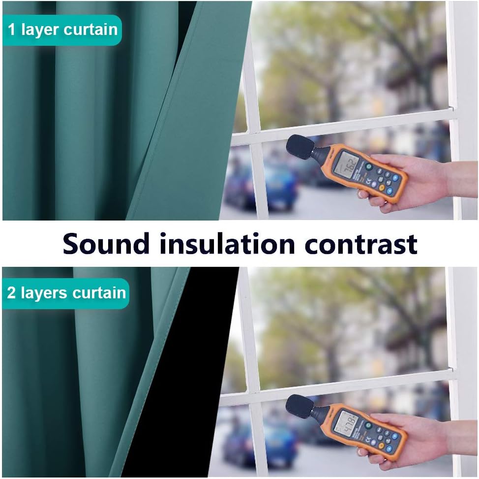 NICETOWN 100% Blackout Curtains with Black Liners, Thermal Insulated 2-Layer Lined Drapes, Room Warming Window Draperies for Dining Room (Sea Teal, 2 Panels, 52 inches W by 54 inches L per Panel)