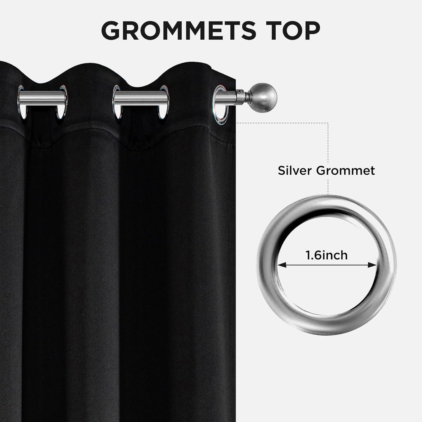 Joydeco Blackout Curtains for Bedroom 84 Inch - Black Out Curtains with Grommets Thermal Insulated Room Darkening Light Blocking, Noise Reducing & Wrinkle-Free Drapes for Living Room Windows, 2 Panels