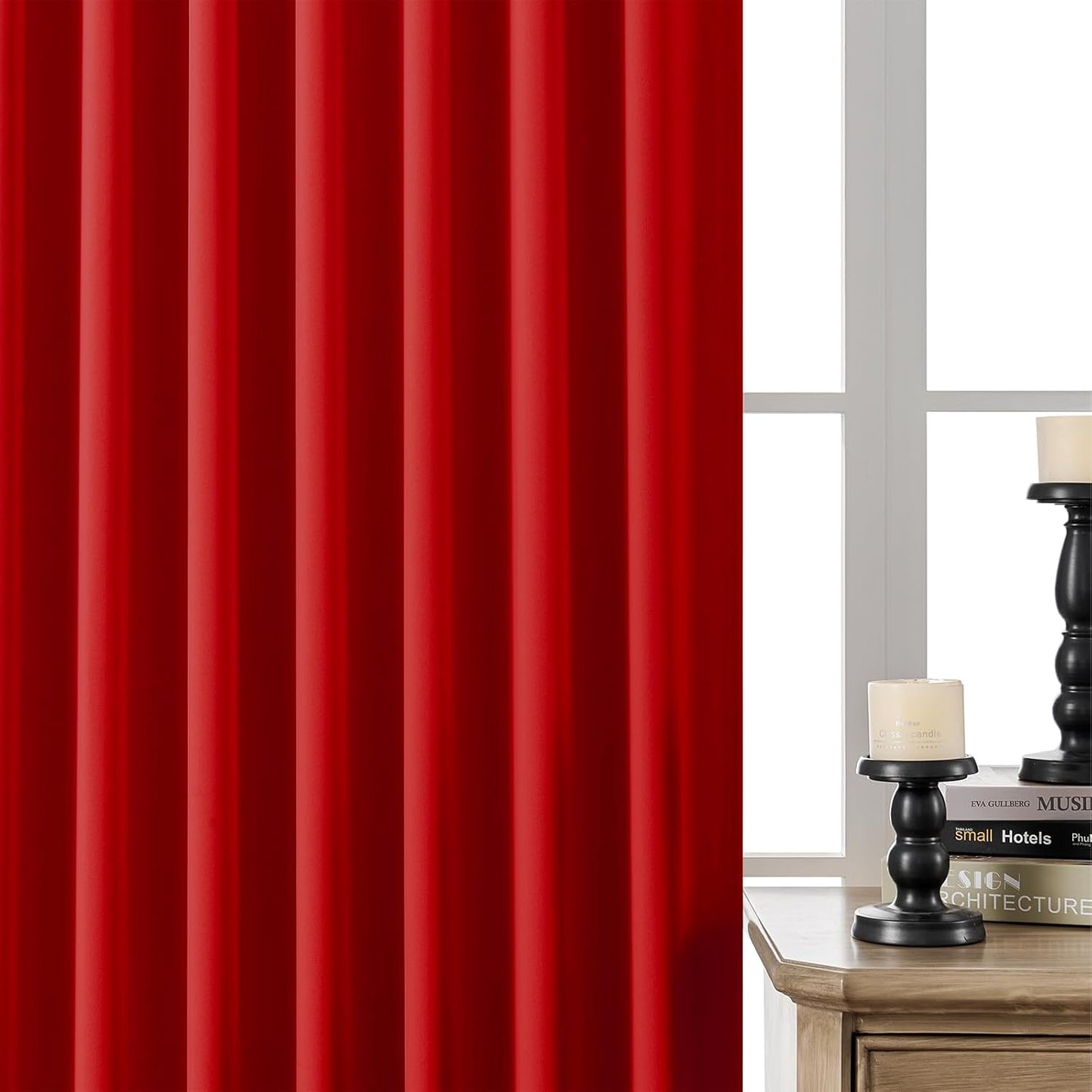 Joydeco Blackout Curtains 84 Inch Long for Bedroom, Thermal Insulated Black Out Curtains 2 Panels Set, Room Darkening Drapes for Living Room Window (W52 x L84 Inch, Red)