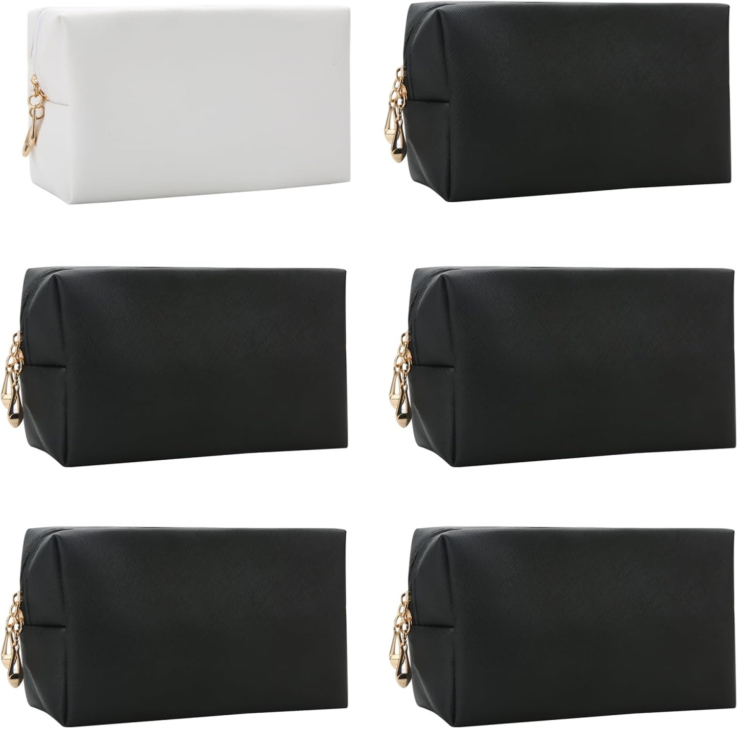 Bridesmaid Proposal Gifts Letter Cosmetic makeup bag bulk for Wedding Party Favors Bachelorette party decorations Toiletry Organizer Bag Makeup Case Gift (6, White&Black)