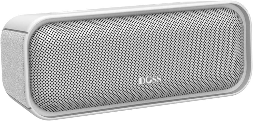 DOSS SoundBox Pro Bluetooth Speaker with 20W Stereo Sound, Active Extra Bass, IPX6 Waterproof, TWS Pairing, Multi-Colors Lights, 20H Playtime, Portable for Beach, Outdoor-Grey