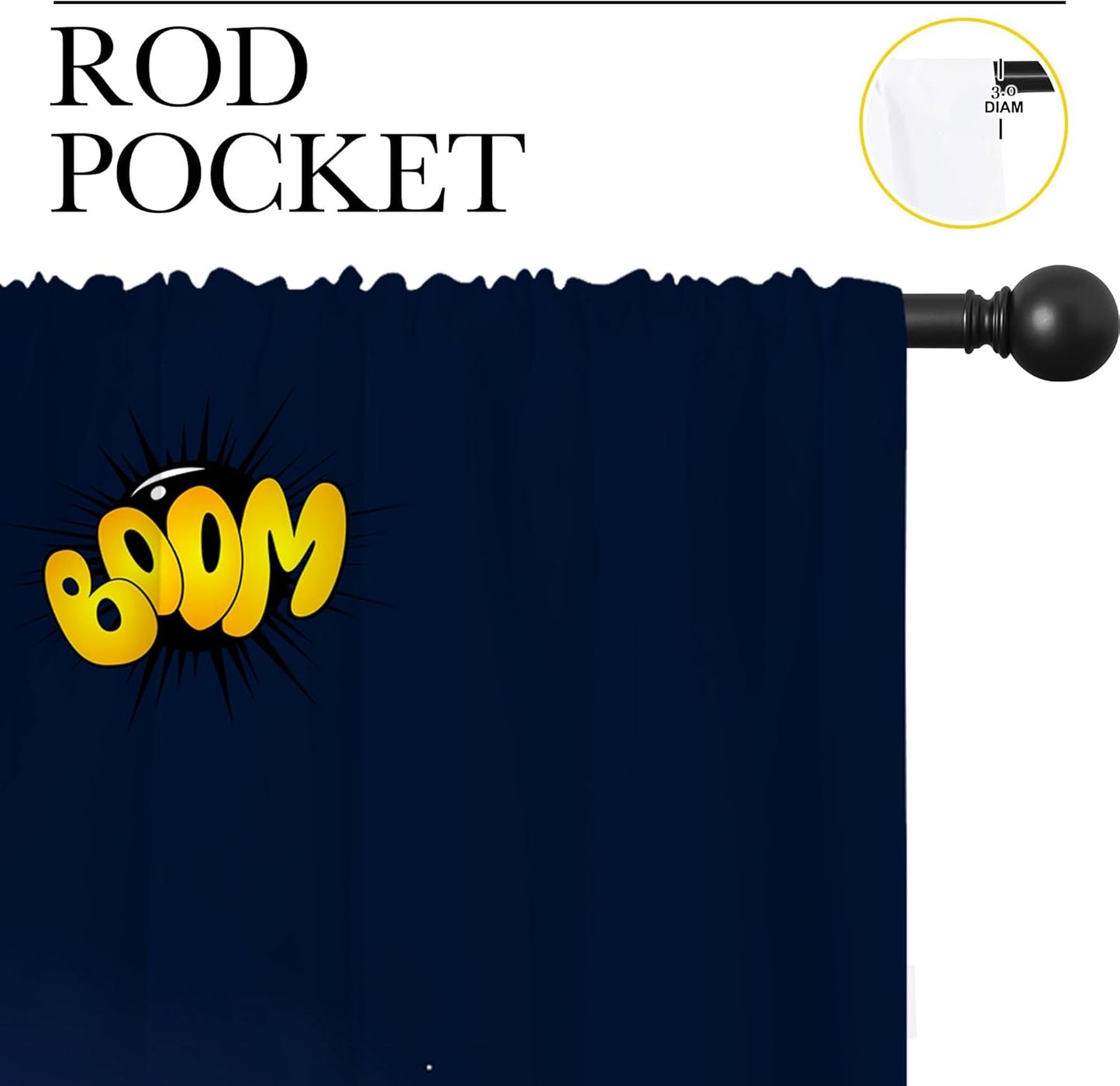 Superhero Rod Pocket Blackout Curtains for Boy Girl Bedroom, Cartoon Skyline Buildings Cityscape Home Energy Efficient Light Filtering Window Curtain for Living Room, 84x84 inch