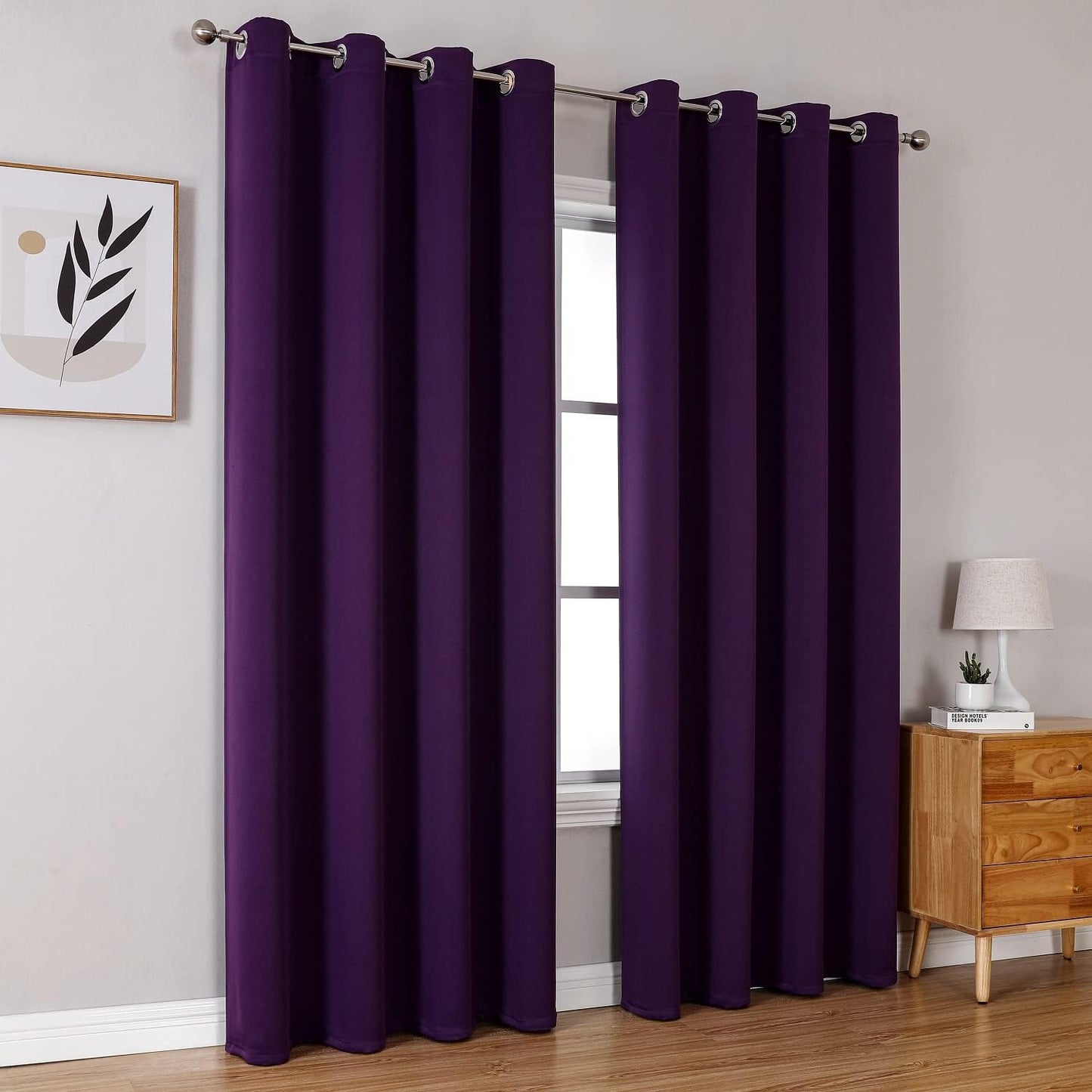 ChrisDowa Grommet Blackout Curtains for Bedroom and Living Room - 2 Panels Set Thermal Insulated Room Darkening Curtains (Royal Purple, 52W x 72L)