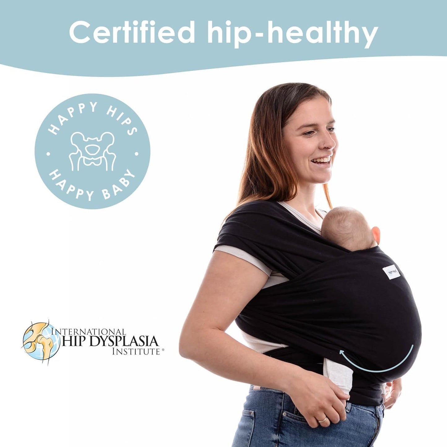 Sleepy Wrap Stretchy Ergonomic Baby Carrier Sling for Newborns to Toddlers - Hands-Free Lightweight Baby Wrap 7-35 lbs (Sable Black)