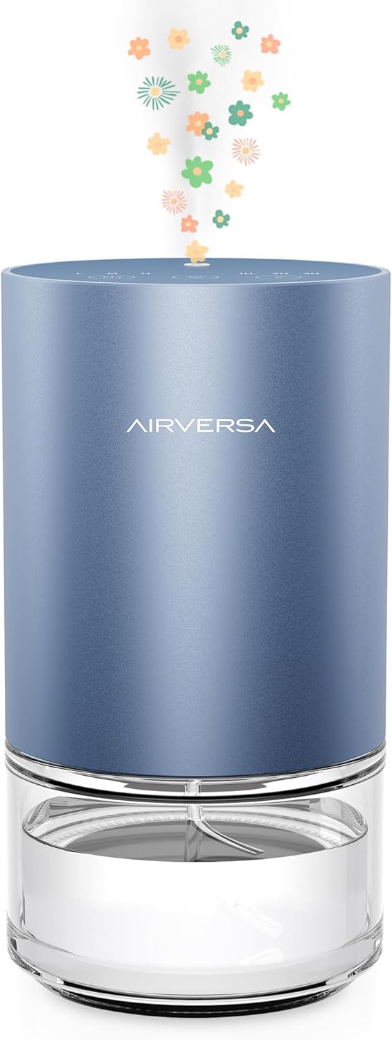 Essential Oil Diffuser Waterless Aromatherapy Diffusers for Home Large Room, Bedroom, Car, Office, Desk, Battery Operated, Small Diffuser for Pure Scent, 100mL Capacity, AN9 (Ice Blue)