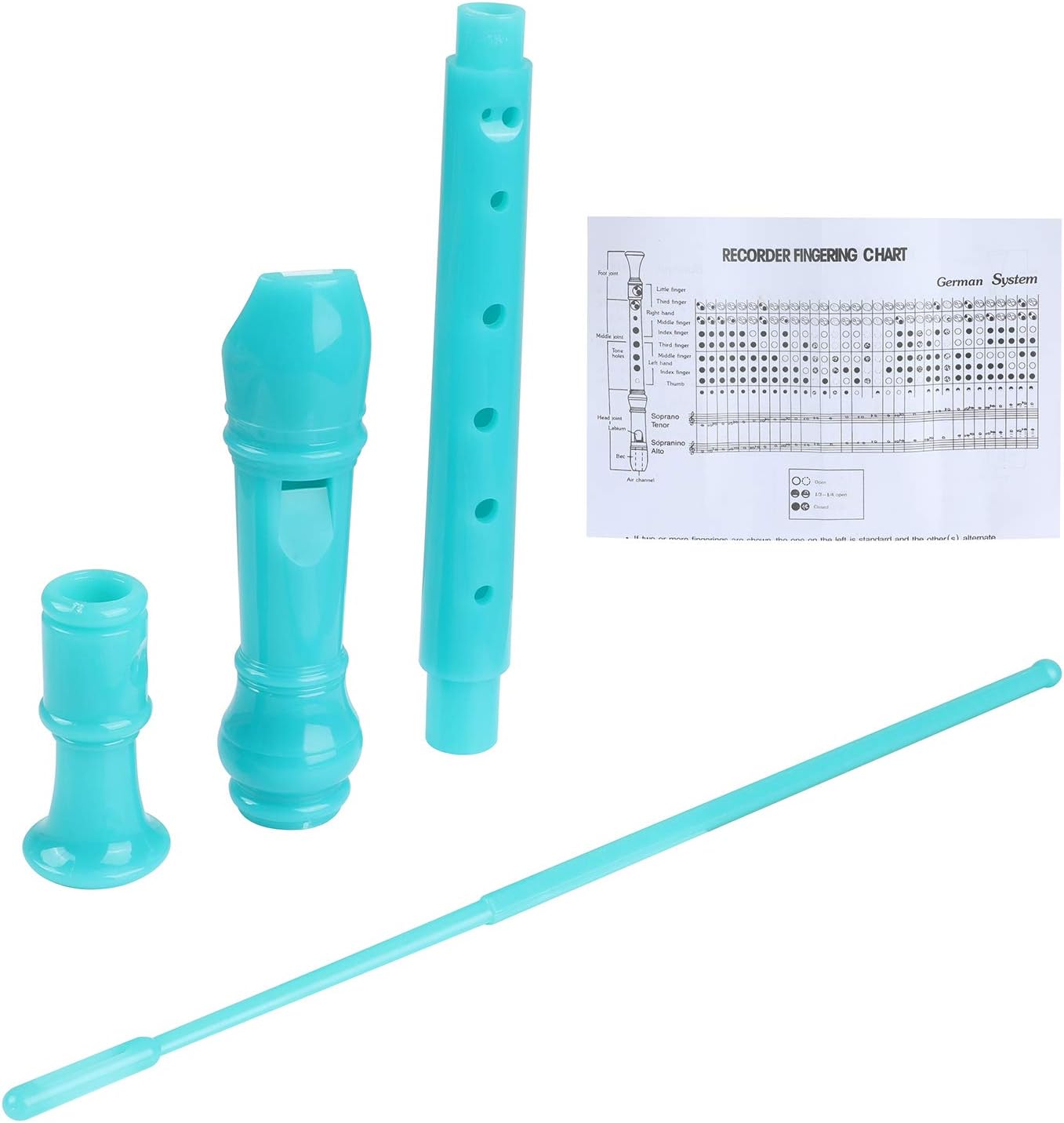 Soprano Recorder Descant Flauta Recorder 8 Hole ABS Clarinet German Style Treble flute C Key for Kids Children With Fingering Chart Instructions with Cleaning Rod Bag green