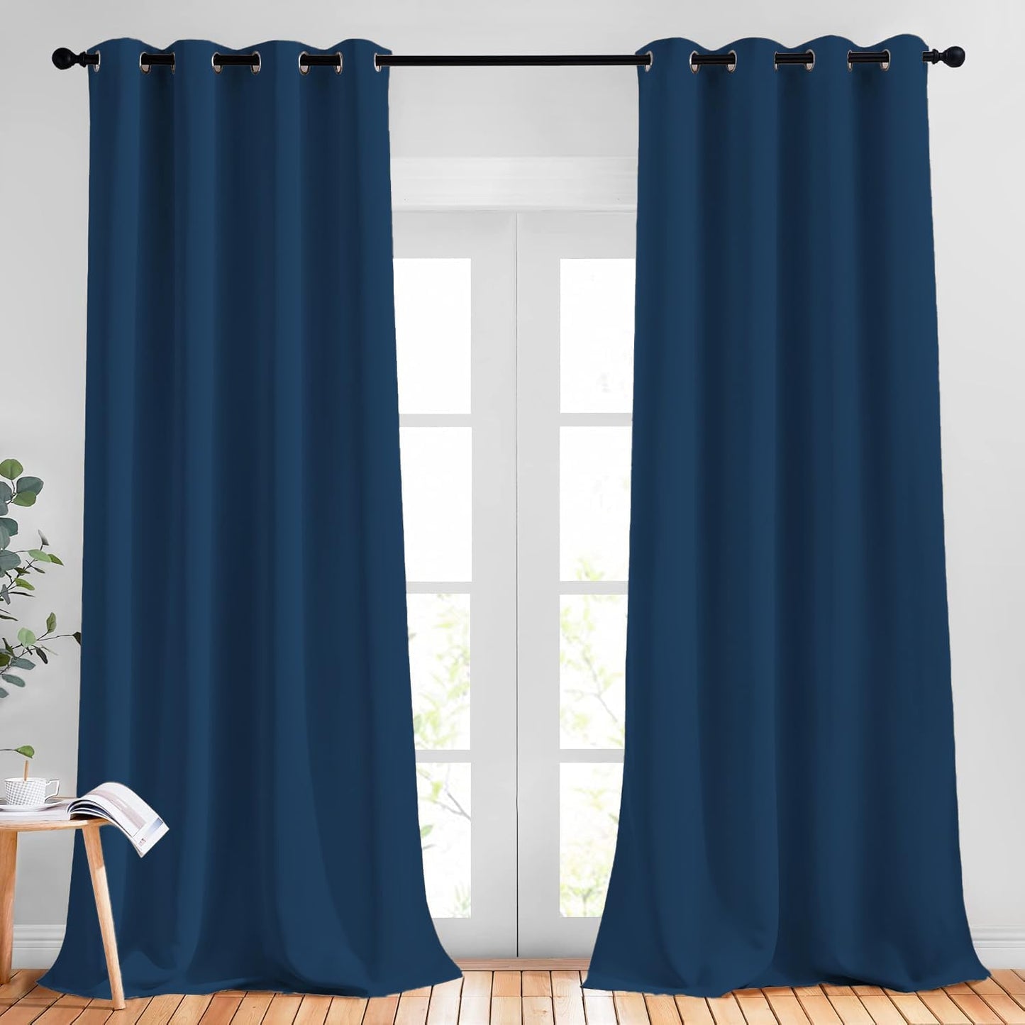 NICETOWN Window Drapes Long Curtains - (52 inches Wide x 108 inches Long, Moroccan Blue, 2 Pieces) Living Room Panels Grommet Top Window Treatment for Hall & Guest Room