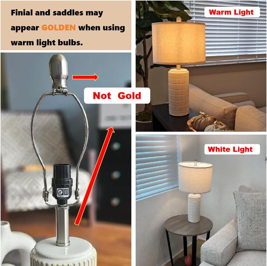 PoKat 23" Modern Ceramic Table Lamp Set of 2 for Living Room White Desk Lamps for Bedroom Farmhouse Bedside Nightstand Bedside Lamp End Table Lamps Beige
