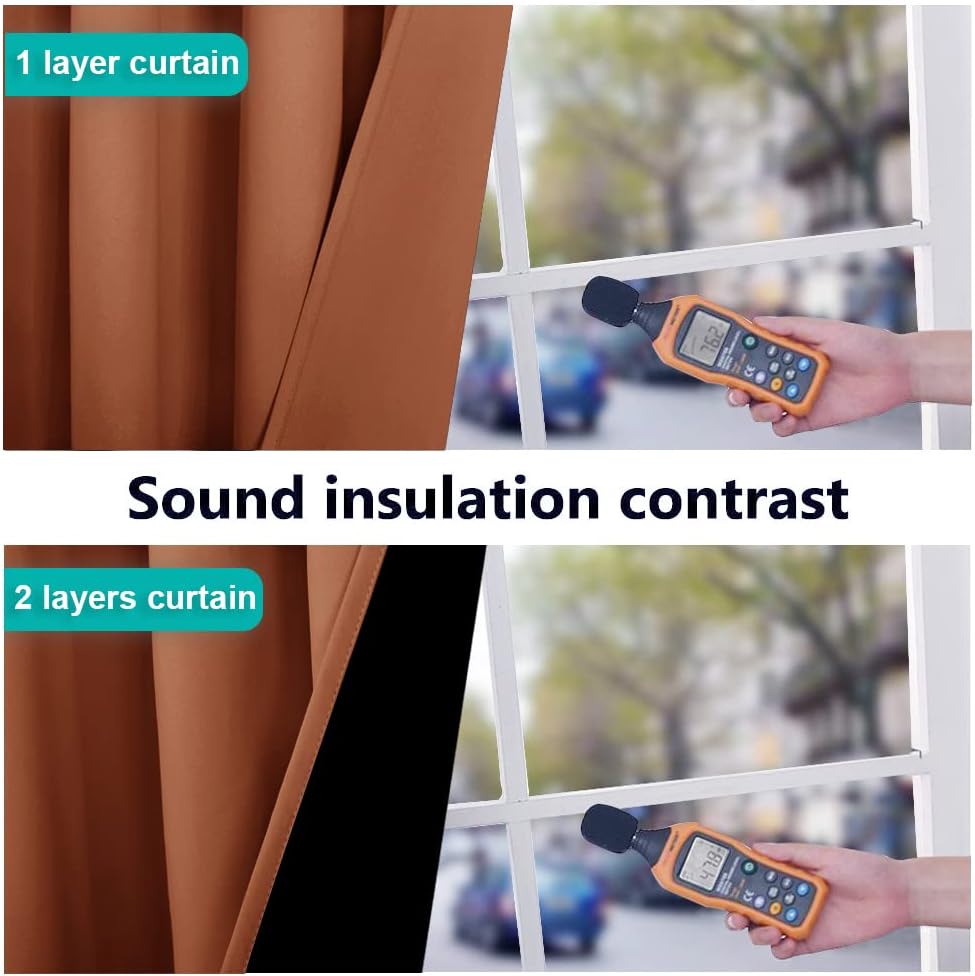 NICETOWN Full Shading Curtains for Windows, Super Heavy-Duty Black Lined Blackout Curtains for Bedroom, Privacy Assured Window Treatment (Burnt Orange, Pack of 2, 62 inches W x 95 inches L)