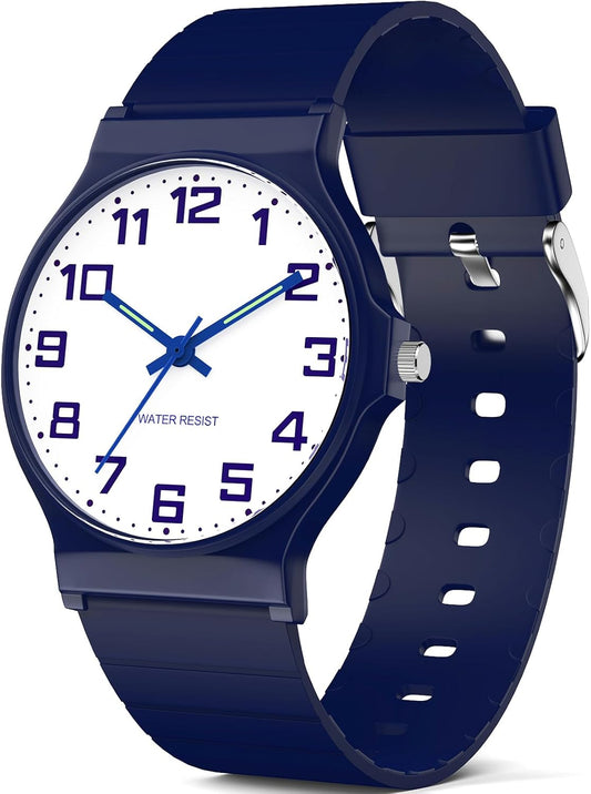 Kids Analog Watch Boys Girls, 30M Waterproof, Sports Watch for Boys, Easy to Read Children's Thin Dial Wrist Watches with Soft Band, for Ages 5-15 Kids Great Birthday Gifts Christmas Day