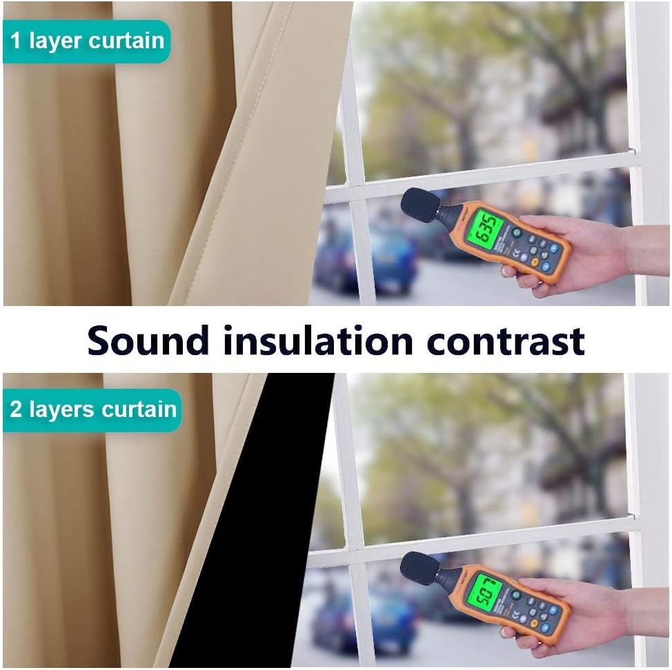 NICETOWN Bedroom Full Blackout Curtain Panels, Set of 2 Pcs, 37 by 40-inch, Biscotti Beige, Super Thick Insulated Grommet Drapes, Double-Layer Blackout Draperies with Black Liner for Small Window