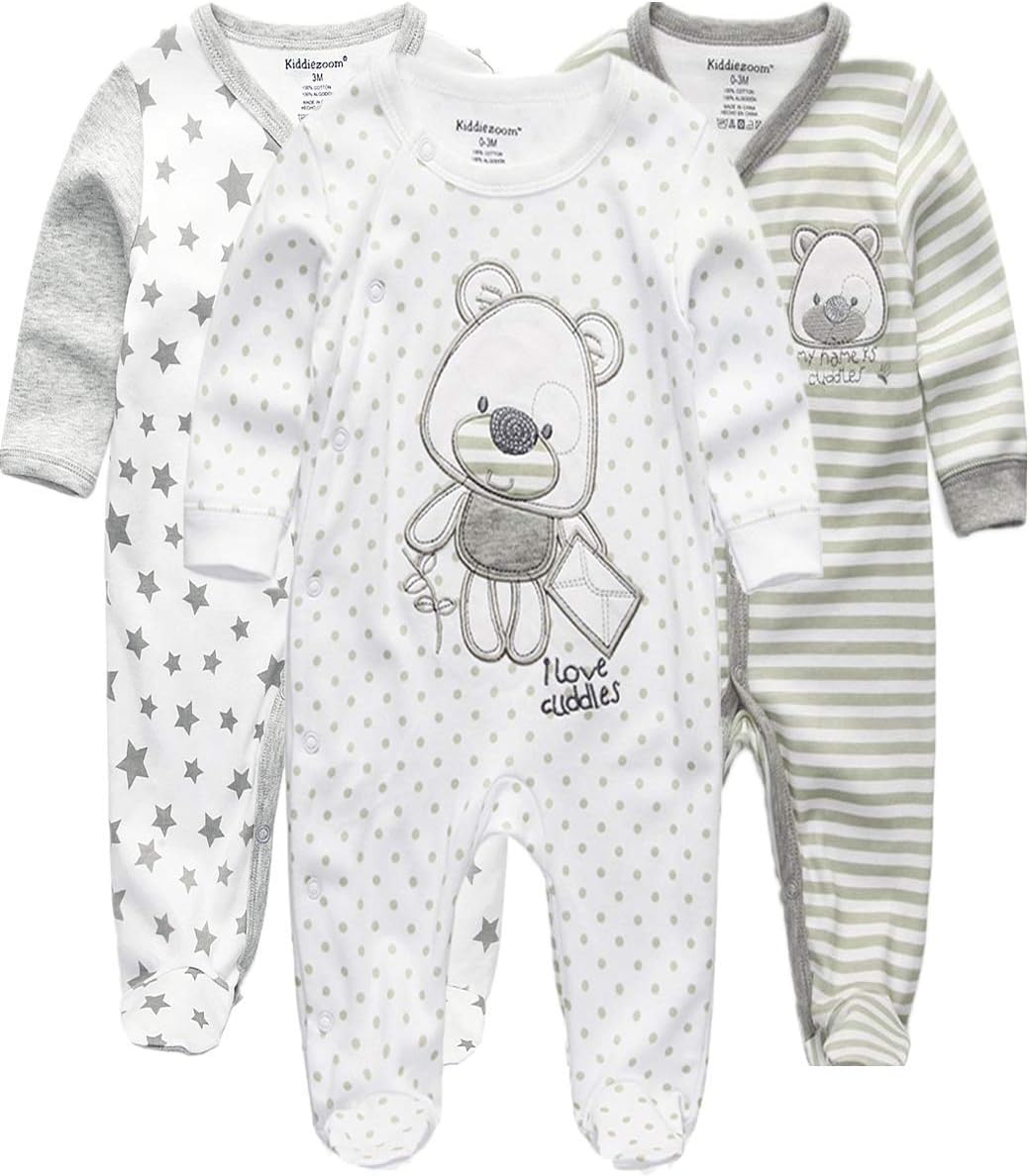 Kiddiezoom Baby and Toddler Boys'Snug Fit Footed One-Piece Romper Jumpsuit Cotton Cotton Footed Outfit