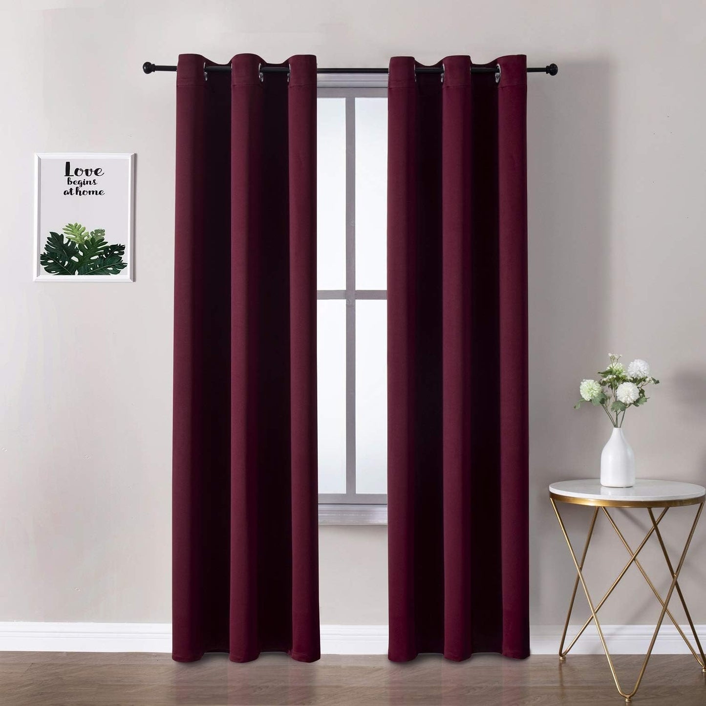 ChrisDowa Burgundyout Curtains 78 inches Long for Bedroom - 2 Panels Set Grommet Thermal Insulated Room Darkening Curtains for Living Room (Burgundy, 42 x 78 Inch)