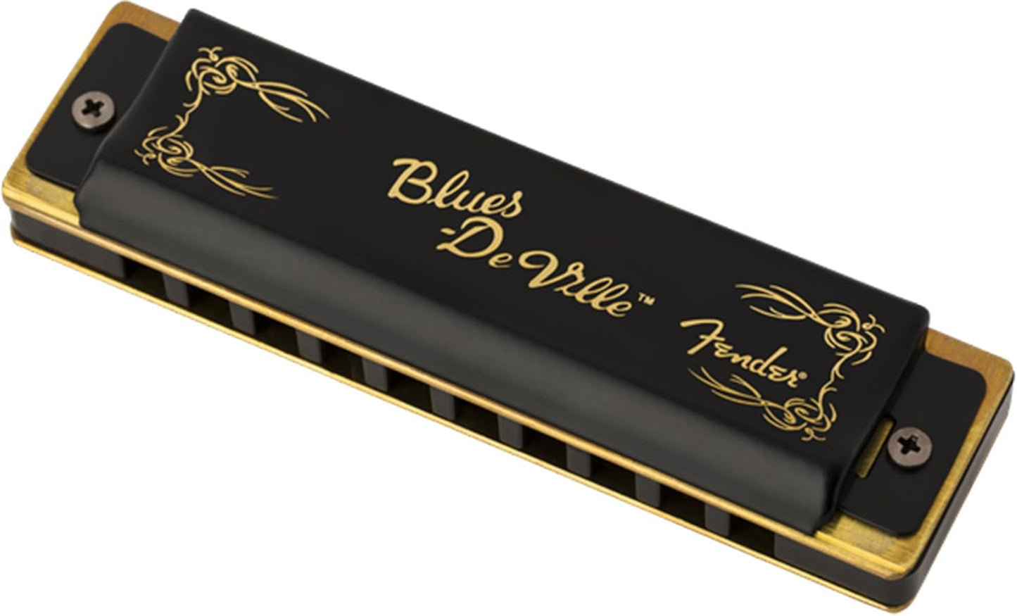 Fender Blues DeVille Harmonica - Key of Bb Bundle with Carrying Case, Austin Bazaar Online Manual, and Polishing Cloth