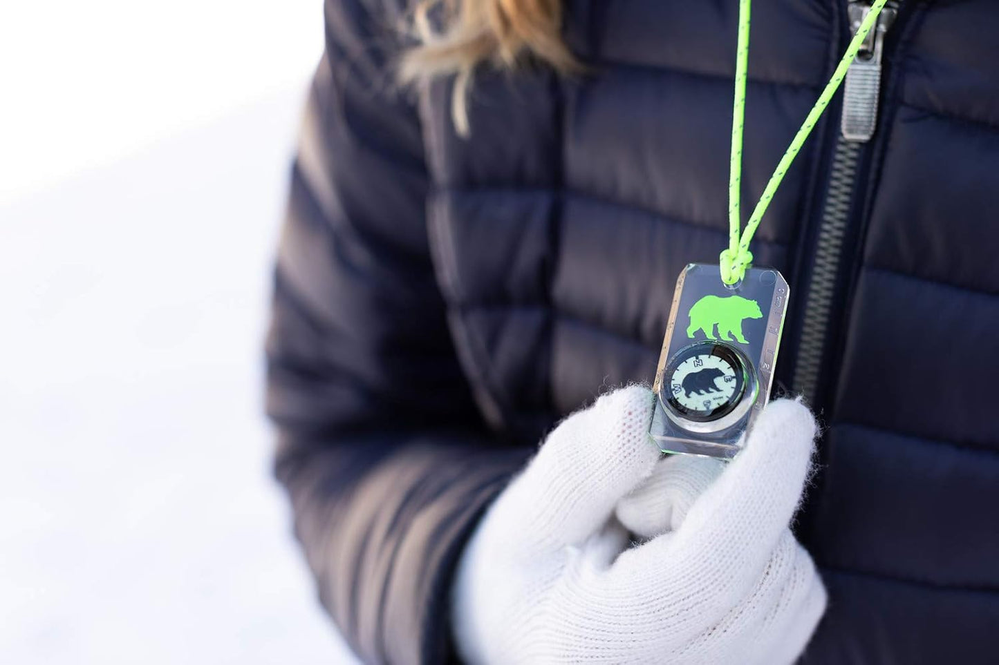 Big Discoveries Wildlife Compass for Kids - Children's Compasses for Camping, Hiking, and Exploring | Break-Away Neon Lanyard