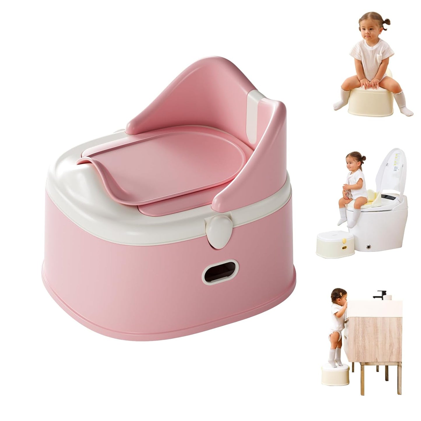 3 in 1 Toddler Potty Training Toilet Seat Potty Seats with Steps Ladder foldable Potty Train Chair Adapter for Toddlers Kids Boys Girls Child Baby Must Haves Step Stool Essentials Portable Stairs