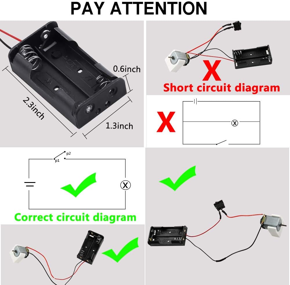 Sntieecr 6 Set DC Motors Kit, Mini Electric Motor 3V 15000RPM with 66 PCS Plastic Gears, AA Battery Holder Case, Motor Bracket, Shaft Propeller and Rocker Switch for DIY Toys Science Projects