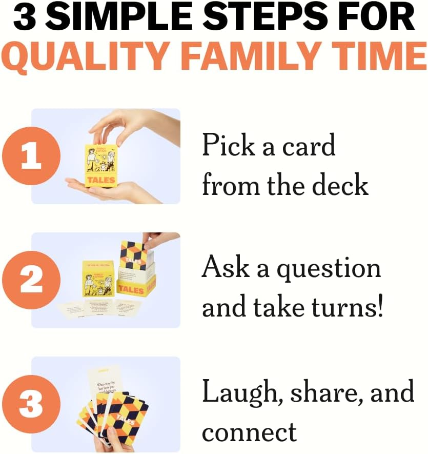 TALES 150 Conversation Cards, Family Edition, Perfect for Family Games for Adults, Teens, and Kids, Family Dinners, Game Nights, Gifts, Holidays, and Gatherings, Prompts for Meaningful Connections