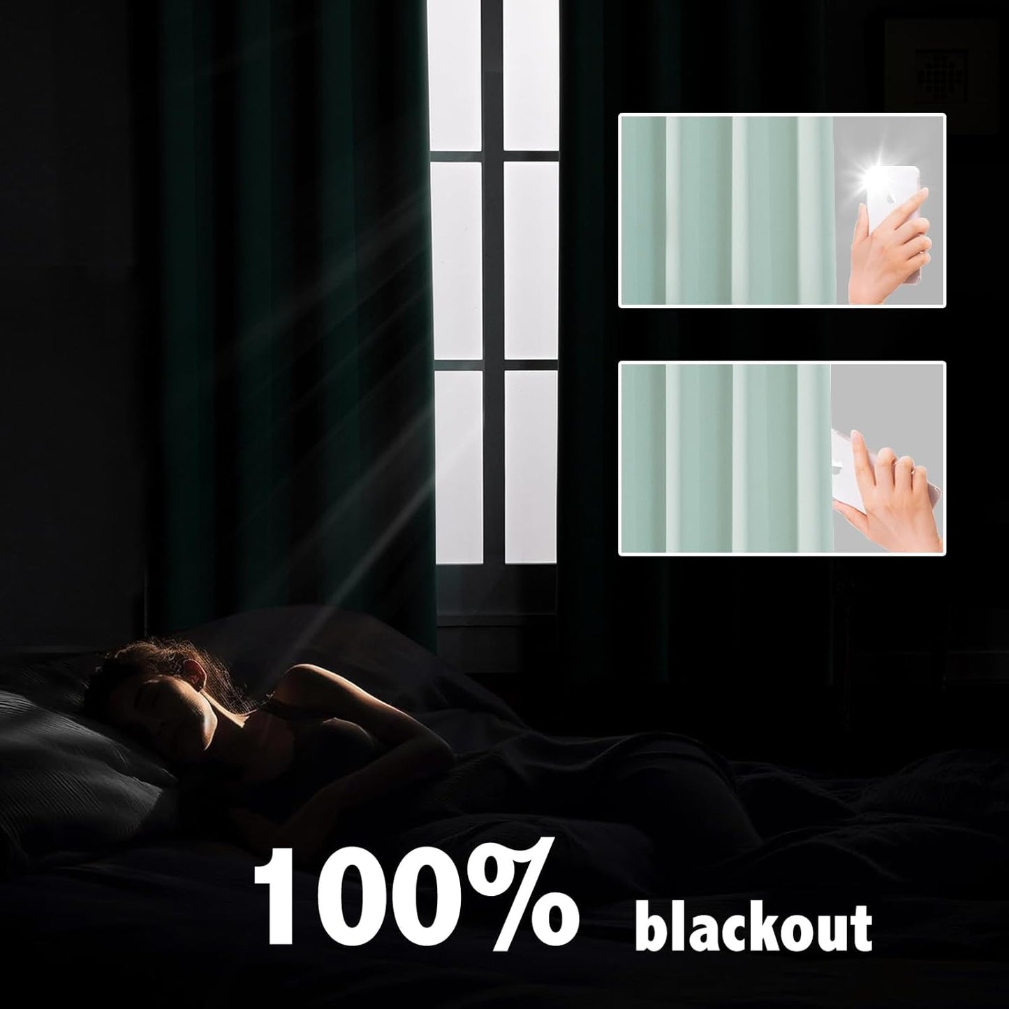 Anytime 100% Blackout Curtain Set, Thermal Insulated & Energy Efficiency Window Draperies for Guest Room, Full Shading Panels for Shift Worker and Light Sleepers（Light Blue, 2 Panels, 52W x 95L）