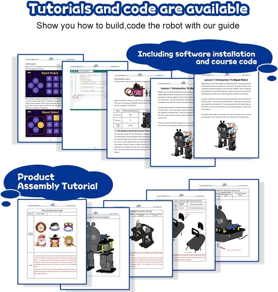 Robotics for Kids Ages 12-16，Bionic Biped Robot Kit for Arduino ESP32, STEM Science Kits, Cool Engineering Building Toys, Science Coding Kit for 12+ Boys Girls Teens and Adults Unique Gifts