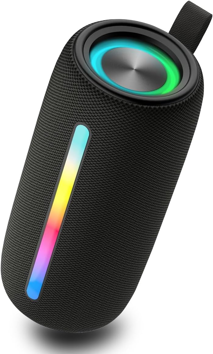 Portable Wireless Bluetooth Speaker: IPX6 Waterproof Audio,fm Radio,Loud USB/TF/AUX Play,LEDlights,TWS interconnected Stereo,Outdoor/Travel/Camping/Riding/Family/Party (red)