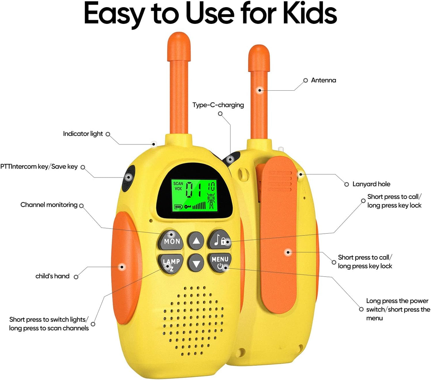 Walkie Talkies for Kids Rechargeable 3 Pack Kids Walkie Talkies, Long Range 22 Channels 2 Way Radio Kids Birthday Toy Gift for 3-12 Year Old Boys Girls Outdoor Adventures Camping Hiking
