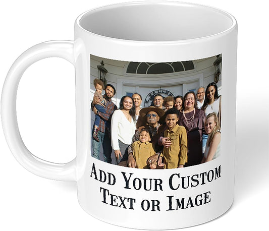 Personalized Coffee Mug, Custom Photo Text 11 Oz Ceramic Mug, Customized Picture Name Tea Cup, Unique Gift Idea, Taza Cafe Personalizadas Fotos, Cute Custom Gifts Mom Women Men, Father's Day, White