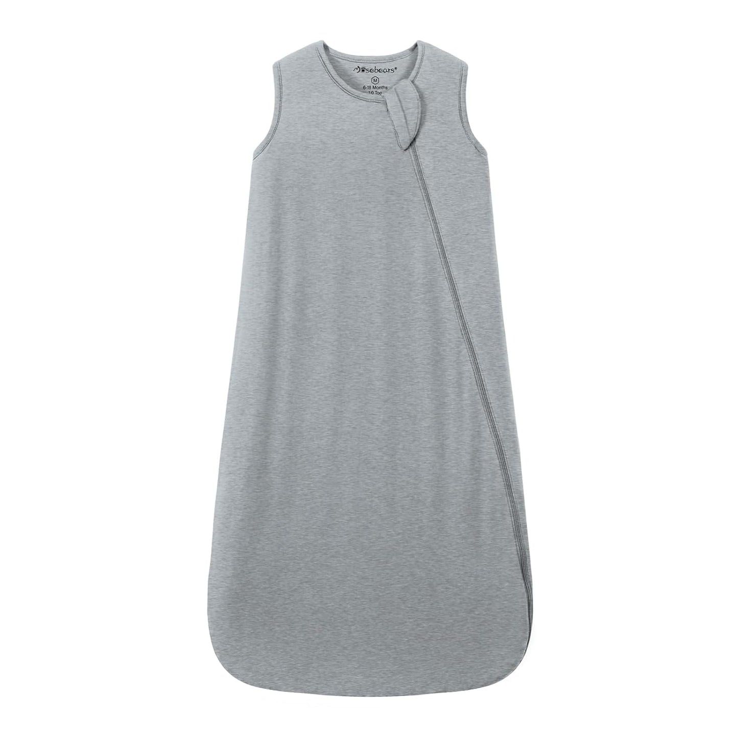 Mosebears Unisex Baby Sleep Sack 1.0 TOG, Supersoft Rayon Made from Bamboo Wearable Blanket with 2-Way Zipper (Grey,18-36 Months)