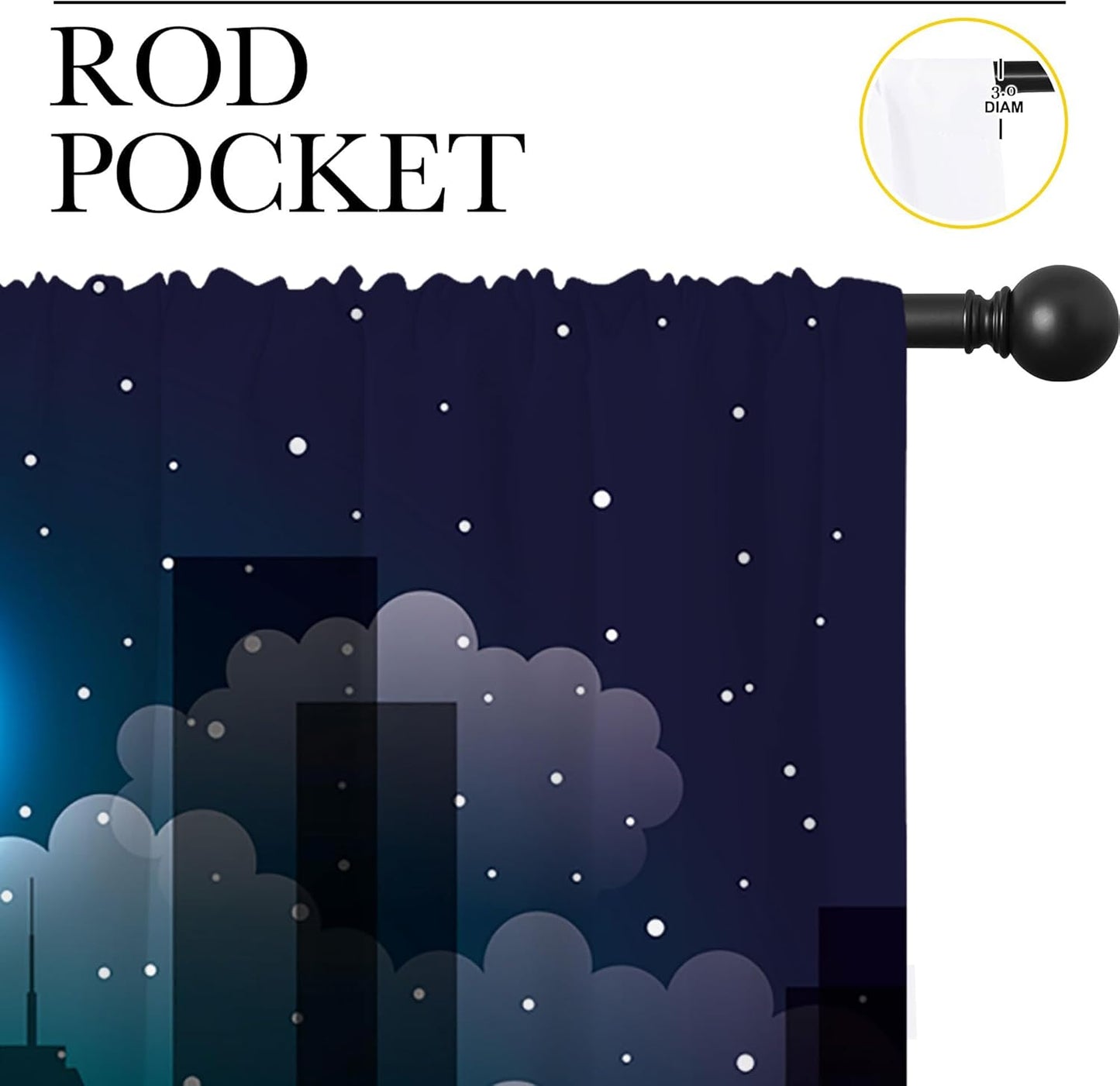 Superhero Rod Pocket Blackout Curtains for Boy Girl Bedroom, Violet Night Sky Buildings Cityscape Thermal Insulated Home Window Drapes for Living Room Darkening, 84x72 inch