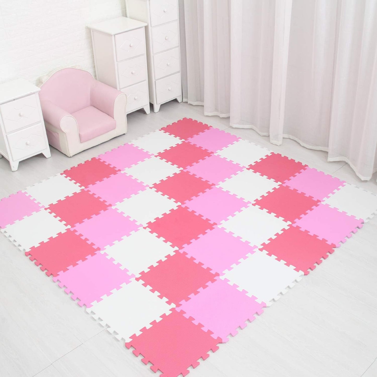 MQIAOHAM® 18 Pieces Puzzle Play Mats, Soft Baby Play Mat, Kids Interlocking Foam Floor Tiles, Toddlers Carpet Playmats G301018-101103109