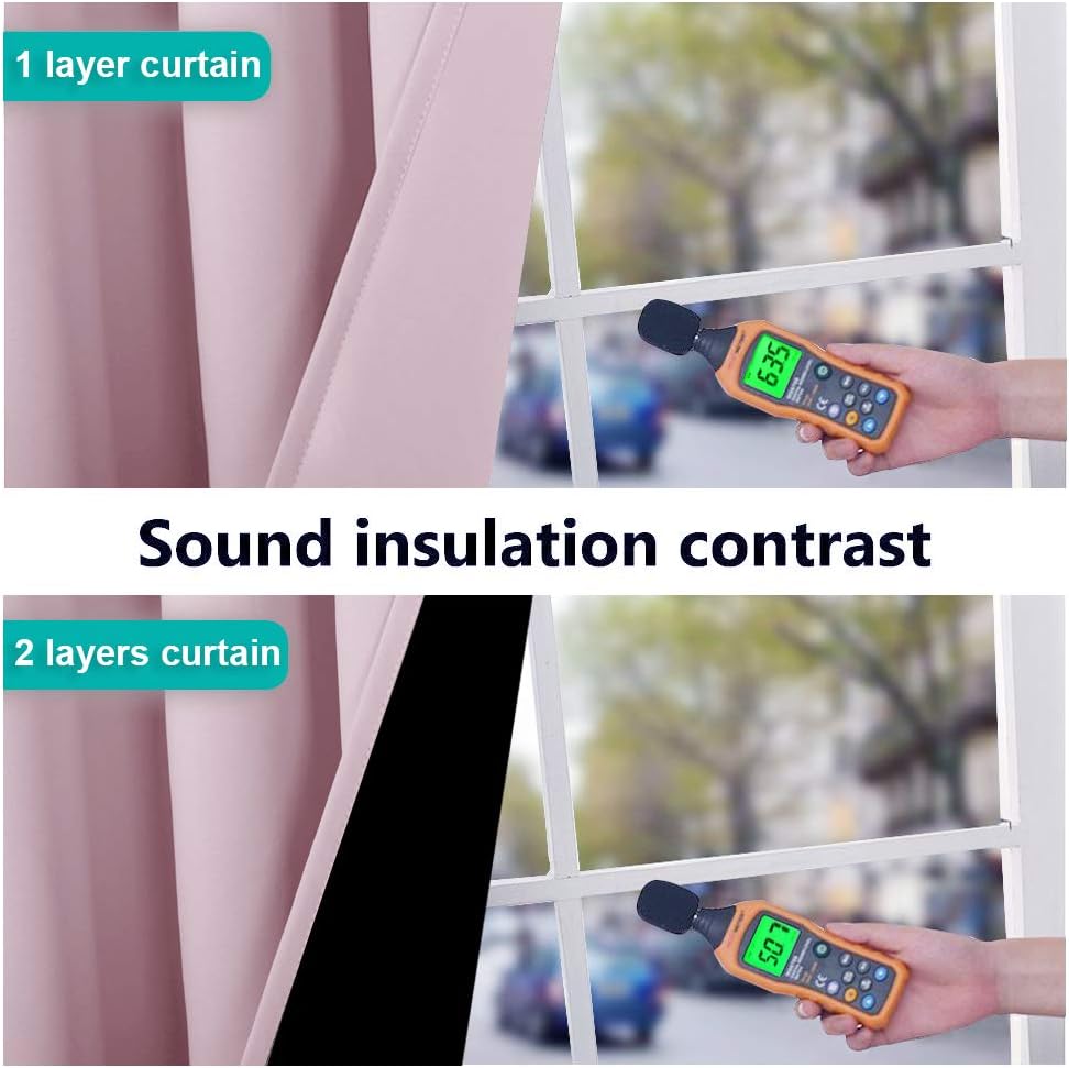 NICETOWN 100% Blackout Window Curtain Panels, Heat and Cold Blocking Drapes with Black Liner for Nursery, 84 inches Thermal Insulated Draperies (Lavender Pink, 2 Pieces, 70 inches Wide Each Panel)