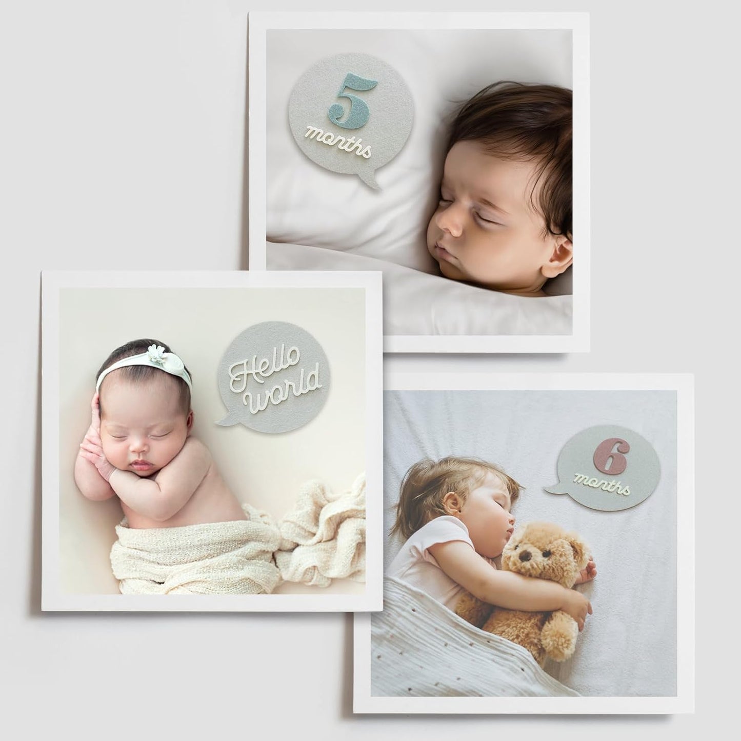 Felt Speech Bubble Baby Monthly Milestone Signs, First Year Baby Photo Prop | Birth Announcement, Growth Tracking, Gender Neutral Baby Shower Newborn Gift, Baby Keepsake (Pastel)