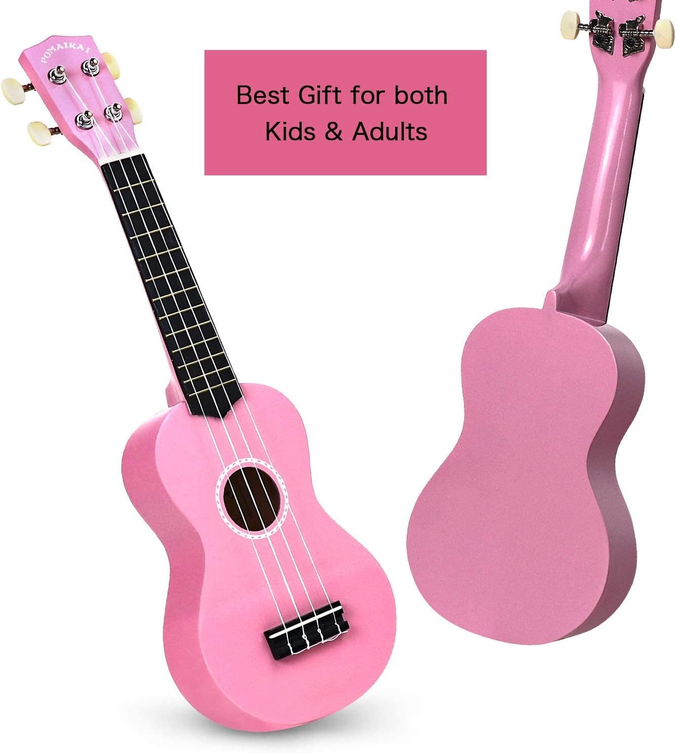 POMAIKAI Soprano Ukulele for Beginners, 21 Inch Ukulele Wood Toddler Guitar Small Hawaiian Ukalalee Starter (Pink)
