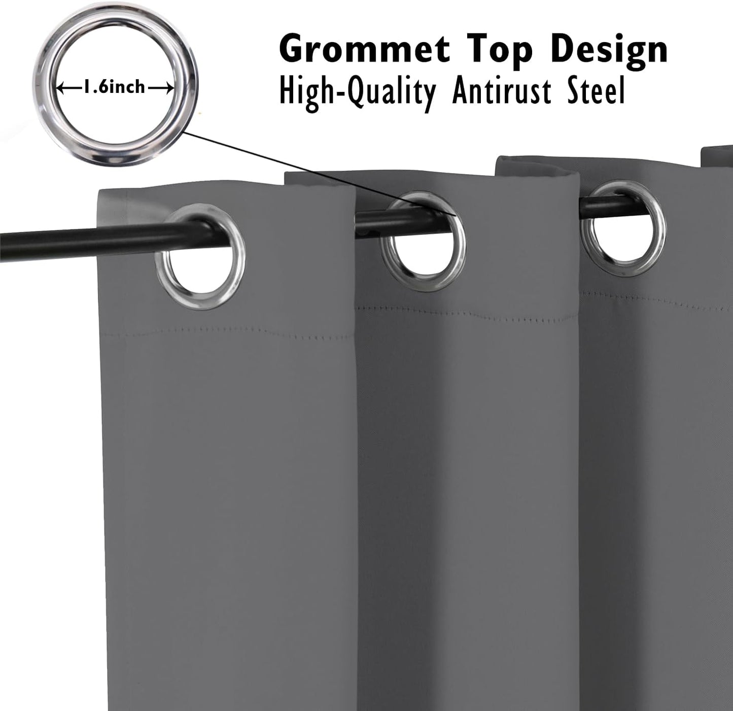 ChrisDowa Blackout Curtains 70 inches Wide for Bedroom - 2 Panels Set Extra Wide Grommet Thermal Insulated Room Darkening Curtains for Living Room (Grey, 70 x 84 Inch)