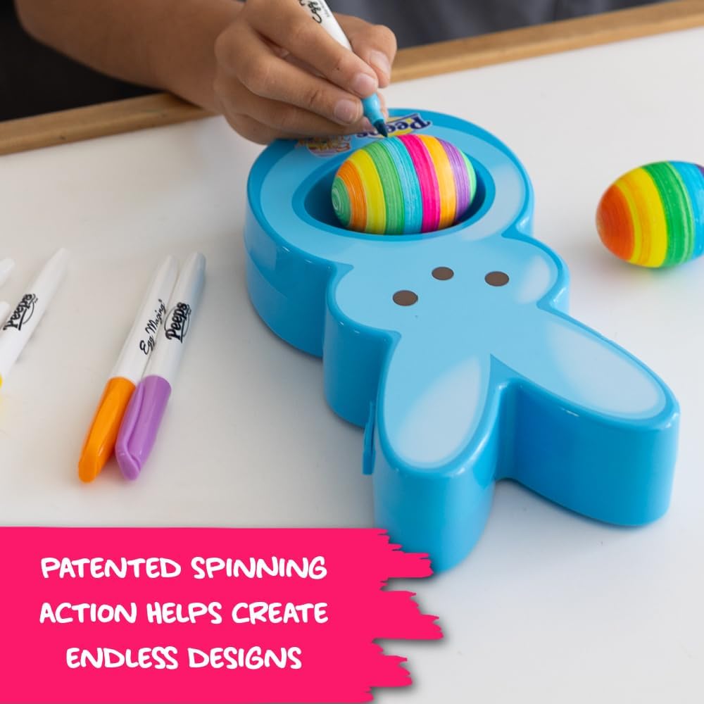 The Eggmazing Egg Decorator - Peeps Bunny - Arts and Craft Set Includes 6 Colorful Quick Drying, Non-Toxic Markers - Blue - Packaging May Vary