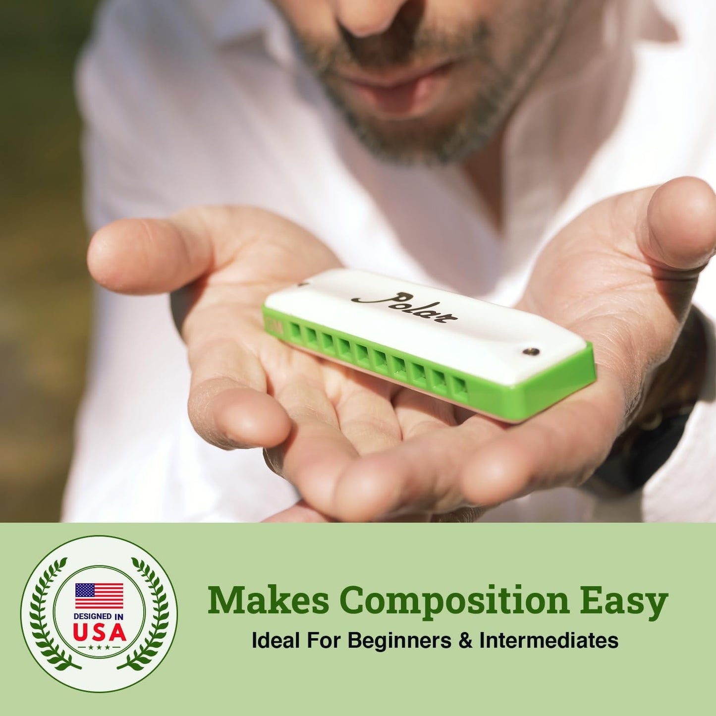Polar Diatonic Melody Tuned Harmo Harmonica Key of B - Special Tuning for Easy Melodies in Cross Harp, 2 Octaves Without Bends, Loud & Responsive with Smooth Edges - USA-Checked