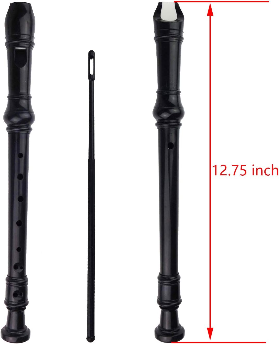 5 Pack German Style 8 Hole-3 Piece Descant Soprano Recorders with Cleaning Rod, Black Storage Bag, ABS Material (5 Colors)