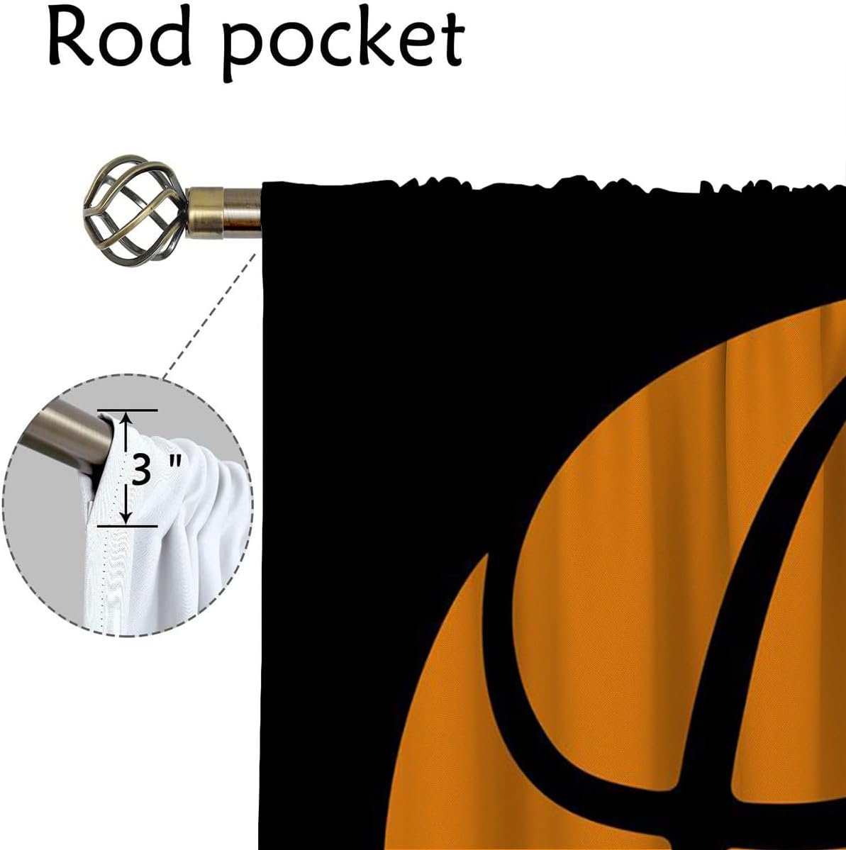 Basketball Blackout Curtains for Boy Girl Room Darkening Decor,Sport Theme and Motto Dark Background Bedroom Living Room Home Rod Pocket Thermal Insulated Window Curtain/Drapes Panel,84x72 Inch…