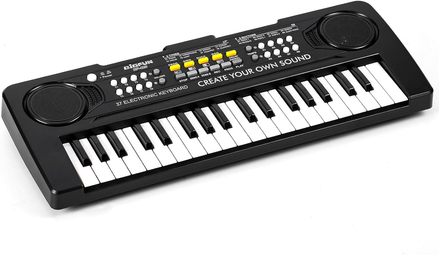 Raimy 37 Keys Piano Keyboard for Kids, Portable Keyboard Piano Early Learning Educational Electronic Musical Instrument Toys Gifts for 3 4 5 6 7 8 9 Year Old Boys and Girls (Black)