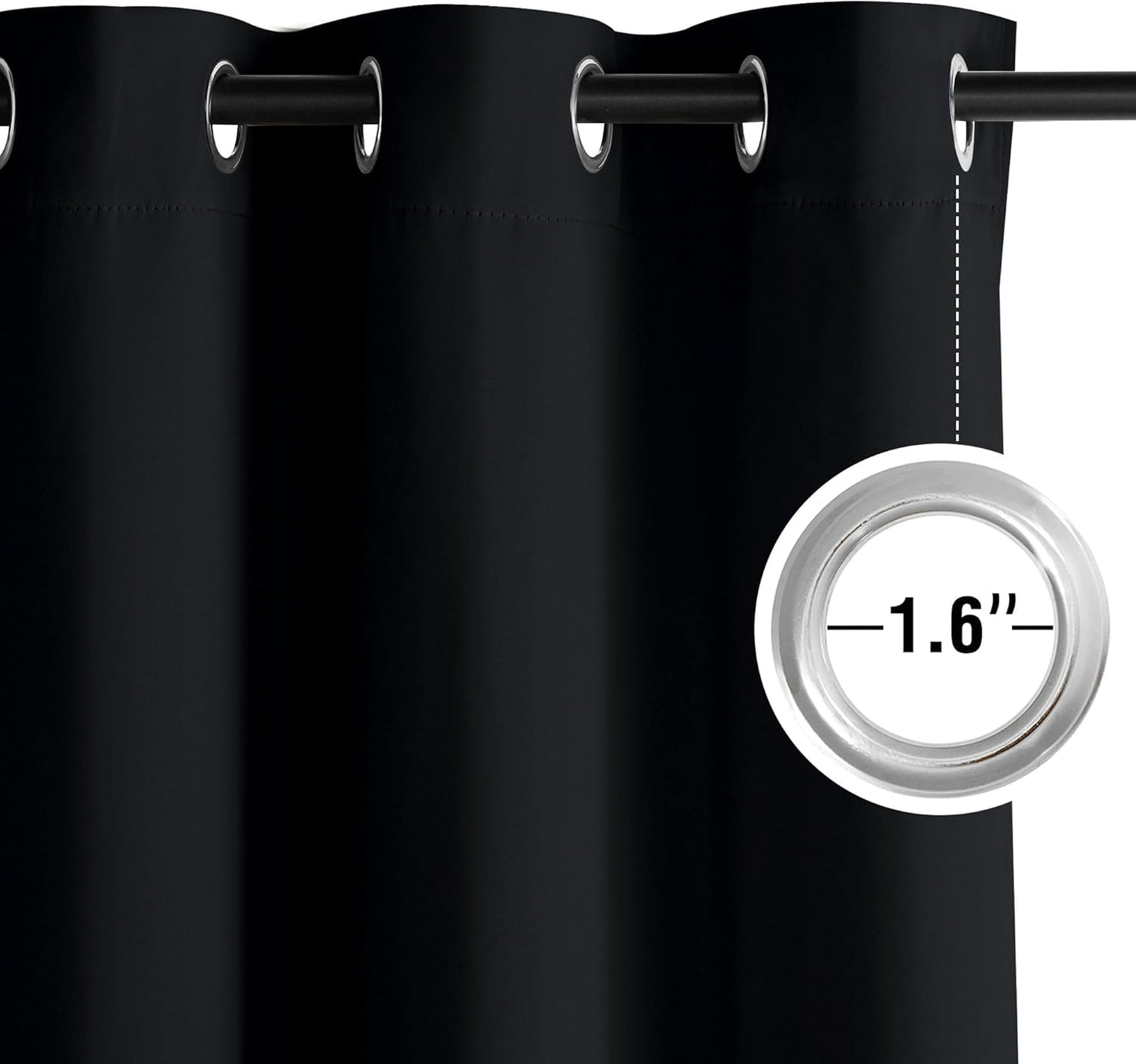 NICETOWN Black Blackout Curtains Thermal Insulated Grommet Shades for Bedroom, Summer Decor Blackout Curtains for Living Room, Patio, Window, Laundry, Kids Room - 2 Panels, W52 x L95