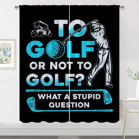 Golf Blackout Curtains for Boy Girl Room Darkening Decor,Sports Themed Golfers and Cars Bedroom Living Room Home Rod Pocket Thermal Insulated Window Curtain/Drapes Panel,55x63 Inch…