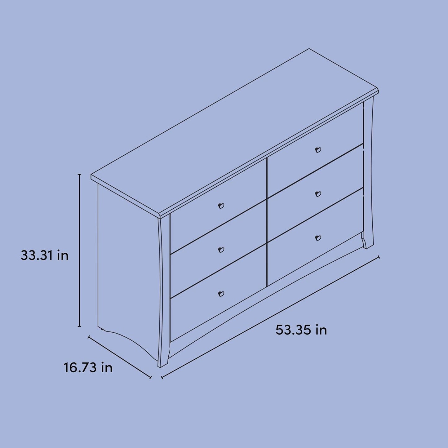 Storkcraft Crescent 6 Drawer Double Dresser (Pebble Gray) – GREENGUARD Gold Certified, Nursery Dresser for Kids Bedroom