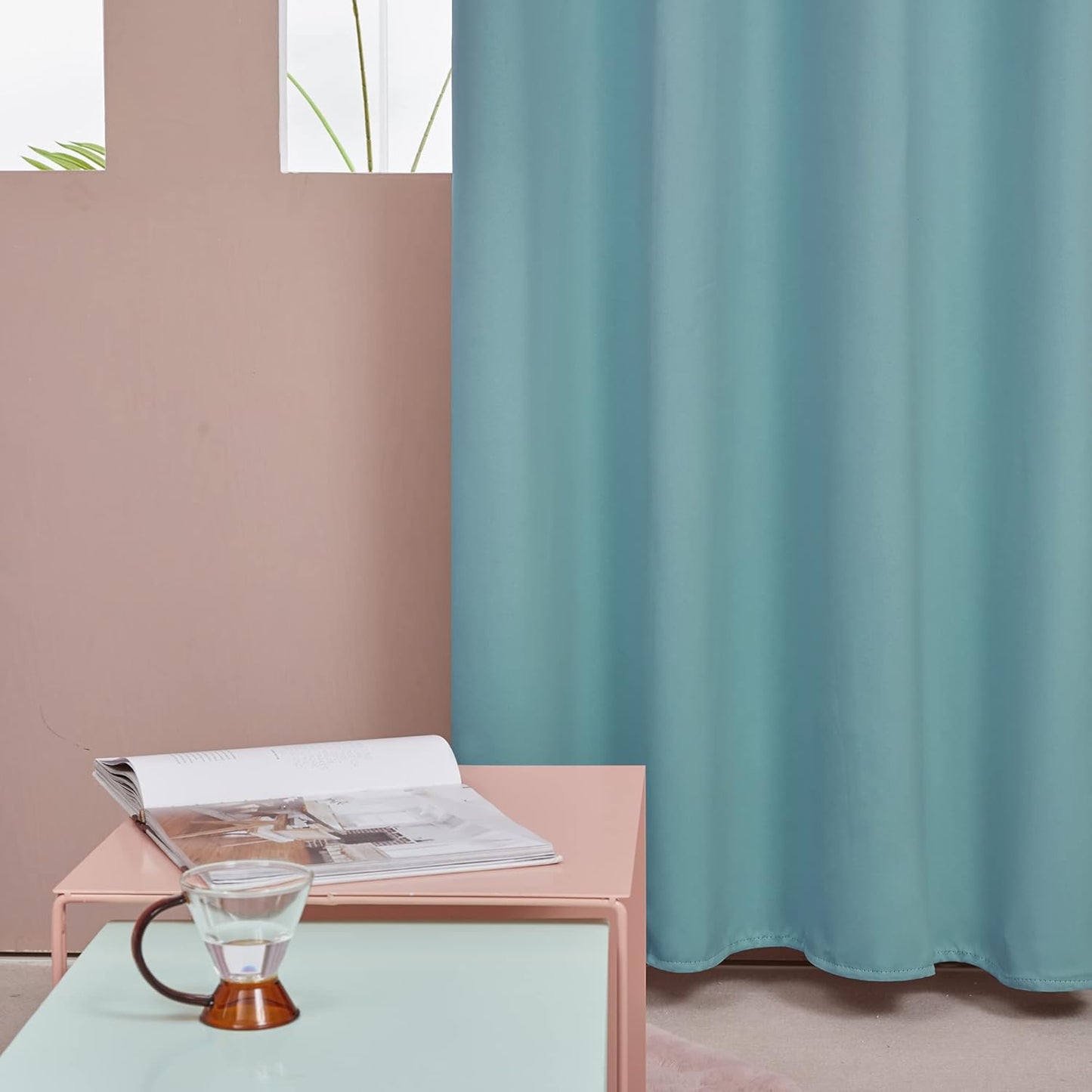 Deconovo Blackout Curtains, Room Darkening Thermal Insulated Window Drapes, Noise Reducing, Grommet Top, 2 Panels 52W x 108L Inch Machine Washable for Bedroom Living Room Nursery River Blue