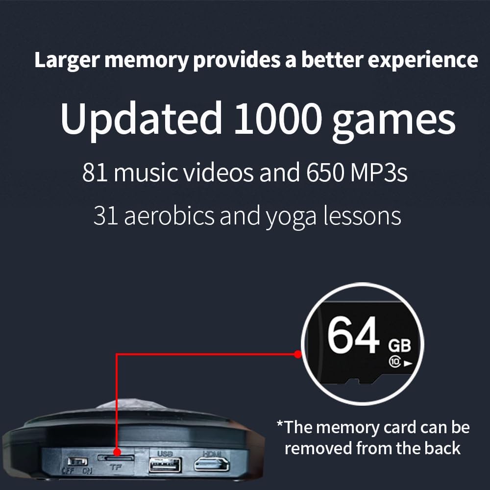 A Single-Person Dance mat with Camera, 64GB Card, 1000 Games,650 Songs, 81 Music Videos. Luxurious Gift for Boys and Girls, Made of high-Grade Flannel. Suitable for TV use.