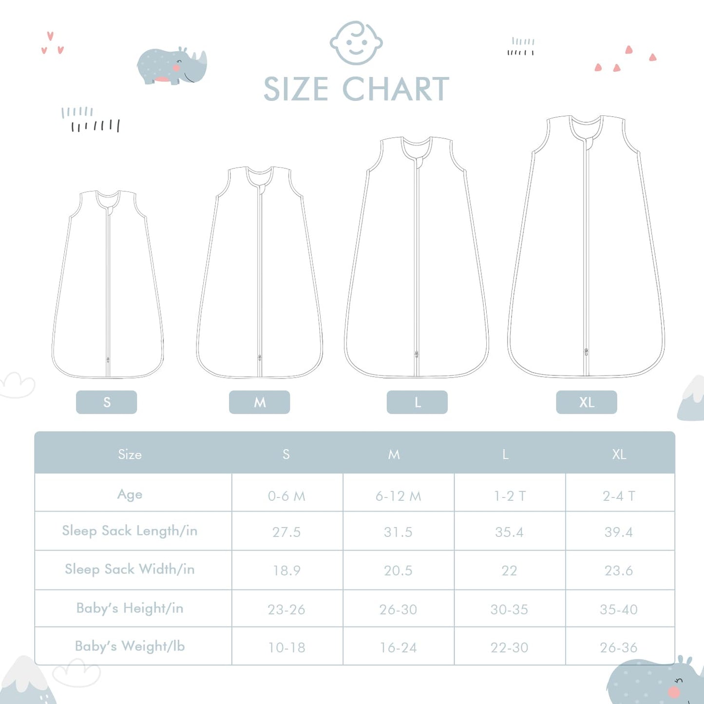 Baby Sleep Sack 6-12 Months Wearable Blanket for Babies 100% Organic Cotton 2-Way Zipper YKK 0.5 TOG Toddler Sleeping Sacks