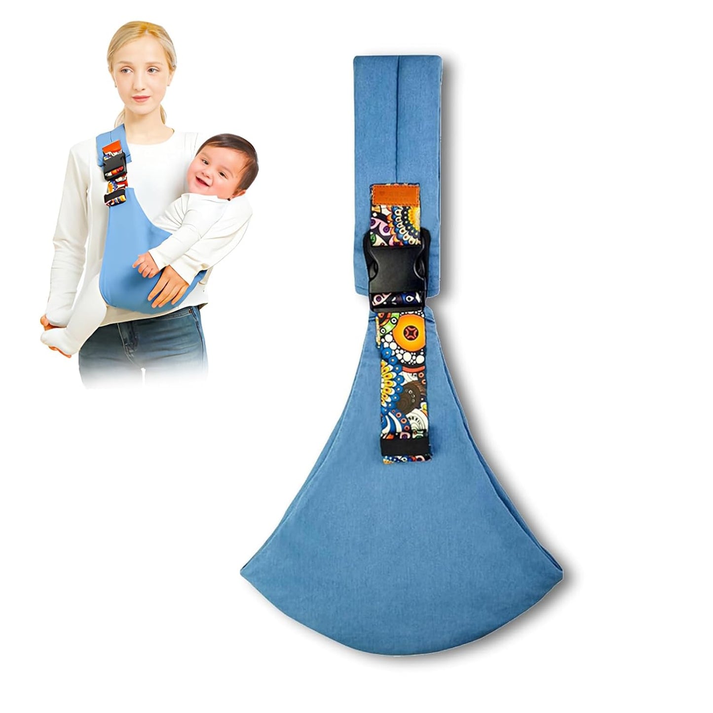 Baby Sling Carrier Newborn to Toddler Adjustable One-Shoulder Design with Hip Seat Support, Labor-Saving Baby Wraps Carrier 10-30 lbs(Blue)